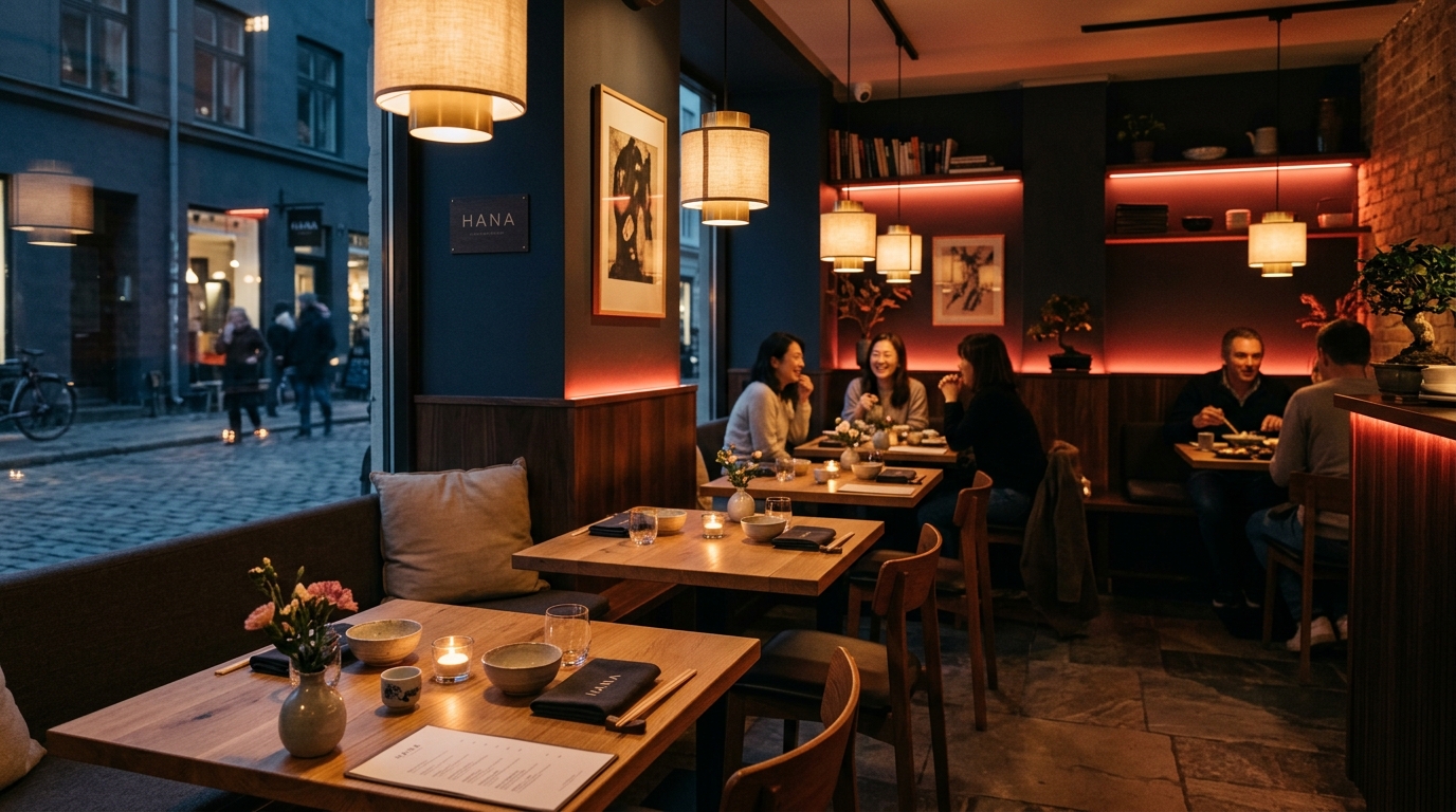 Koselig stemning inne hos Wok & Grill